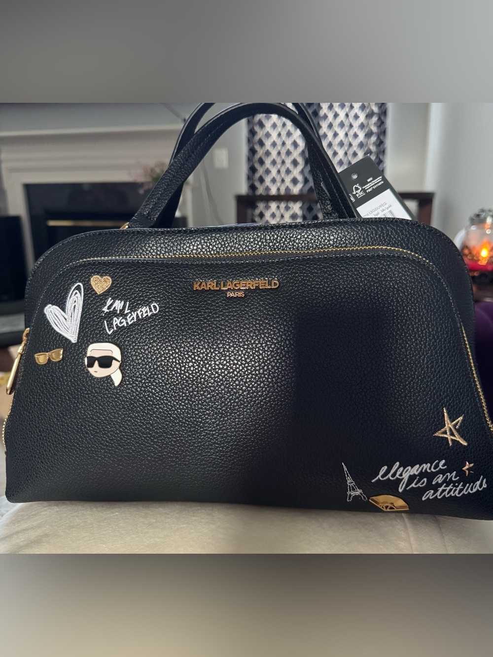 NWT Karl Lagerfeld Paris Nicolette Top Handle Crossbody Bag with Pins